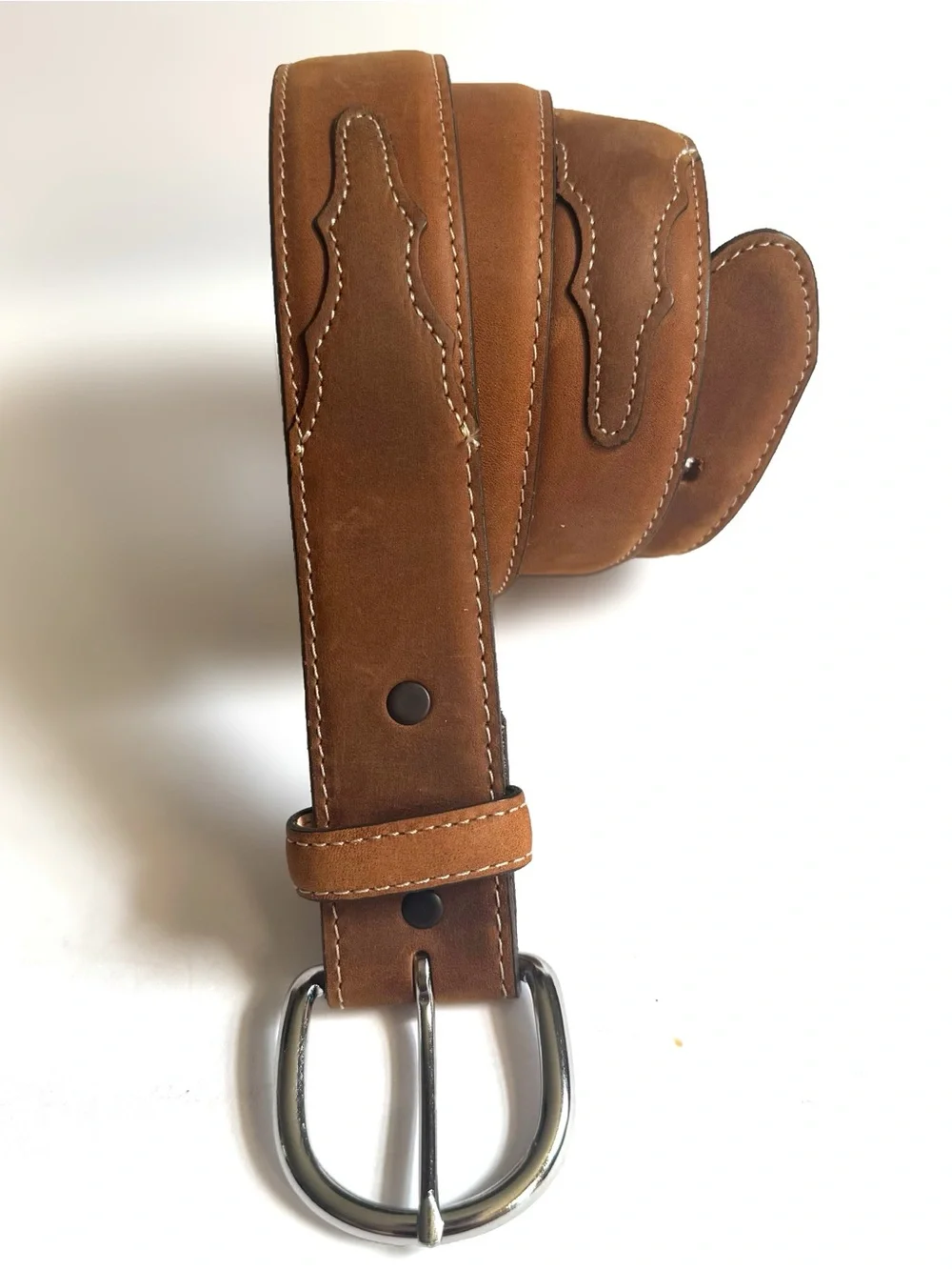 Justin Brown Top Grain Leather Western Cowboy Belt Made USA Mens Size 38 Ranch